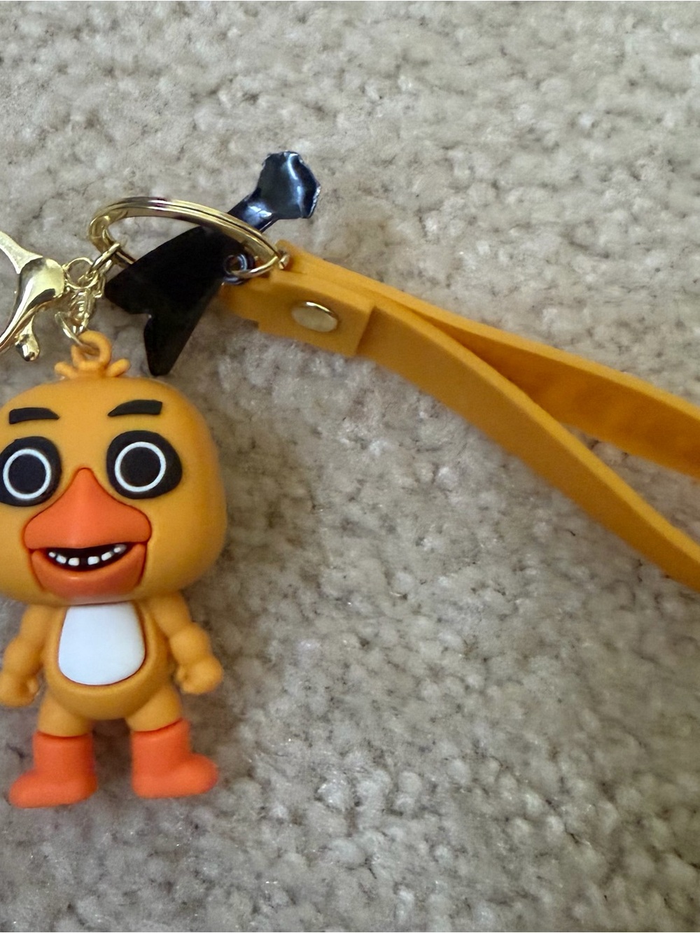 Yellow Silicone Bird Keychain Charm with Matching Strap